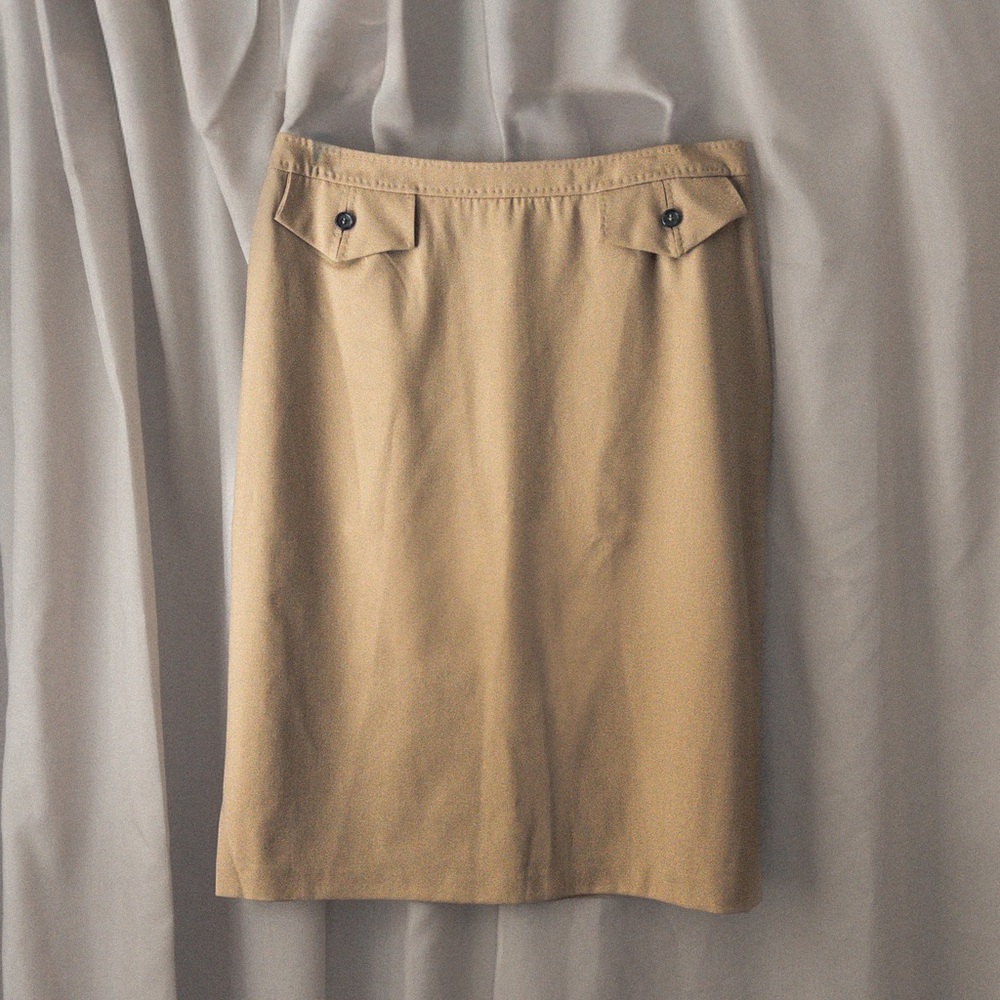 Yves Saint Laurent Rive Gauche Wool Skirt – Made in France – Safari Details